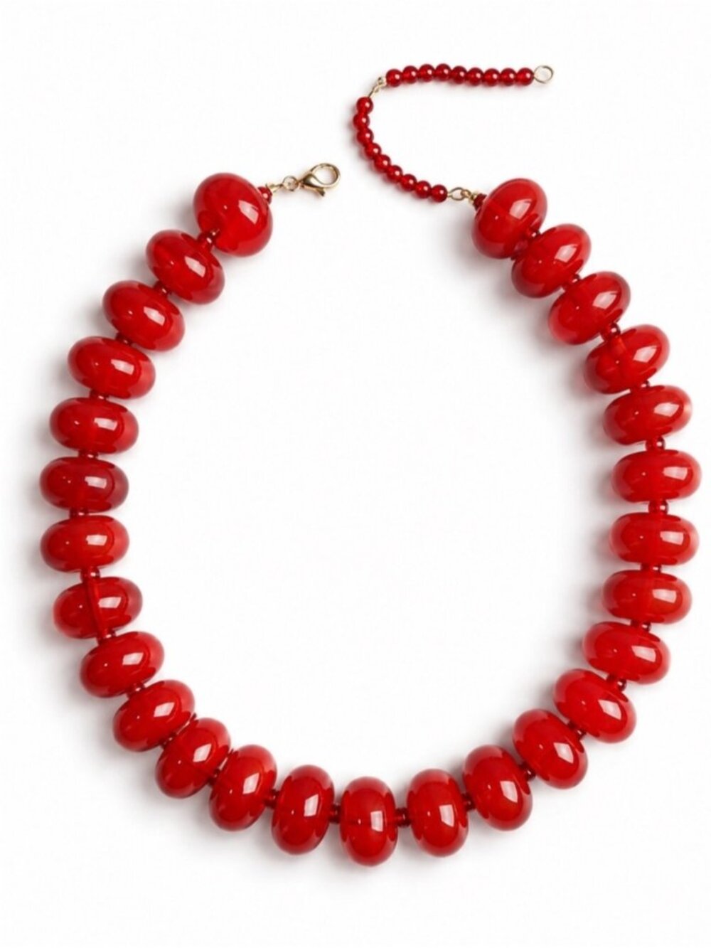 New! Cherry Red Marbled Chunky Beaded Dopamine Necklace NWOT